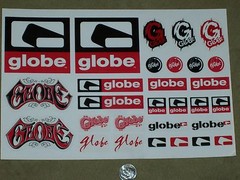 VTG 90’s GLOBE SKATE SHOES SKATEBOARD PACK JOB LOT OF 29 STICKERS rodney mullen