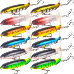 12pc Whopper Plopper Fishing Lures Lot Topwater Rotating Tail Crankbait For Bass