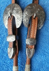 Dale Chavez Silver Buckle Rawhide Trim Slide Ear Horse Show Headstall