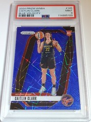 2024 Panini Prizm WNBA Caitlin Clark Rookie #145 BLUE VELOCITY Holo RC – PSA 9