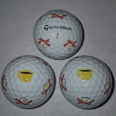 3ct (three) TaylorMade Pix Bacon & Eggs Breakfast Logo Golf Balls (J-1-5 to 7)