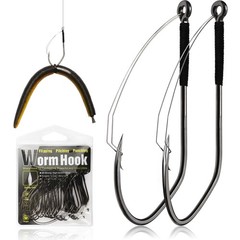 30PCS Weedless Fishing Hooks 1/0 Wacky Rig Texas Rig Hooks for Bass Trout Pike