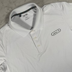 Adidas Golf Polo Shirt Performance Mens Large White Retro Logo Short Sleeve