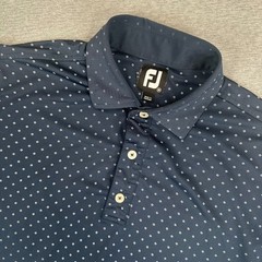 FootJoy Polo Shirt Mens M Navy Blue Geometric Diamond Print Performance Golf