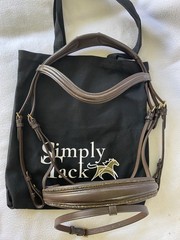New SIMPLY TACK Brand BROWN Padded English Dressage Bridle~GLITZ Nose~CRANK~FLAS