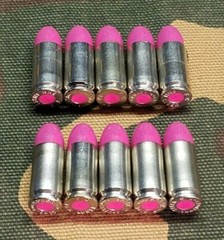 9MM LUGER SNAP CAPS SET OF 10 (PINK+NICKEL)