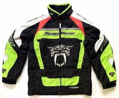 Vintage Team Arctic Cat Sno Pro Racing Jacket Coat Black Green Orange Mens M Y2K
