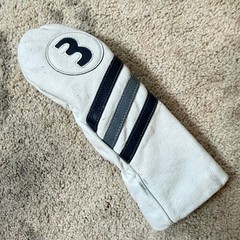 STITCH Golf 3 Wood Head Cover Leather White Navy Gray Stripes Number 3