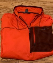 HUNTING Eddie Bauer Orange Brown Half Zip Poly Blend Men’s L
