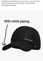 MISSION Cooling Hat Cap, Wet It, Cools 4 Hours, One Size Fits Most Black/white
