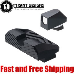 Tyrant Designs Serrated Aluminum Sights for Glock – White Front Sight