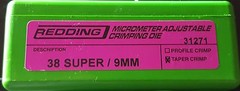 31271 REDDING MICRO-ADJUSTABLE TAPER CRIMP DIE – 38 SUPER/9MM – NEW FREE SHIP