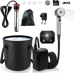 Portable Camping Shower with Heater, 6000mAh Shower Pump, 1500W Hot Water Campin