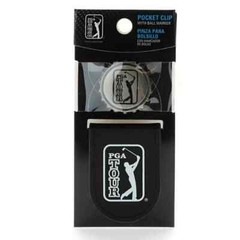 NEW PGA Golf Tour Black Pocket Clip with Ball Marker, Magnetic closure