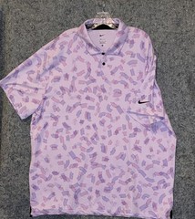 Nike Dri-FIT Men’s XXL Purple Geometric Collared Golf Polo Shirt Short Sleeve