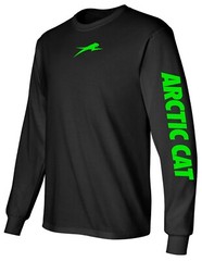 ARCTIC CAT BLACK LONG SLEEVE T-Shirt SNOWMOBILE ATV Choose Design Color collar