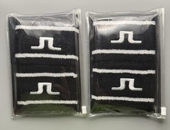 4 New J. Lindeberg Golf Wrist Band Sweatbands Cotton Terry Cloth Black & White