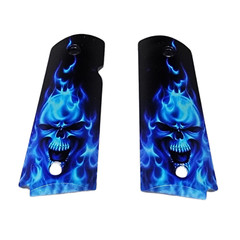 1911 Full-size ABS grips with Skull in Blue Flames Printed Image