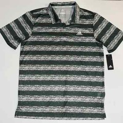 adidas golf Shirt men’s L polo green gray Painted Stripe cooling dry NWT $65