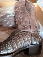 Black Jack Brown Croc Embossed Leather Western Boots Square Toe Men’s US 10.5
