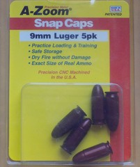 A-Zoom Precision Metal Snap CAPS – 5 PACK, 9mm LUGER CAL PRACTICE SAFELY SAVE $