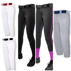 Women’s Fastpitch Softball Pants White w Scarlet / Gray w Navy Pipe Medium 2XL