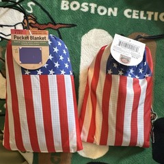 Outdoor Adventure Pocket Blanket USA Flag Waterproof Compact 6′ x 4 1/2′