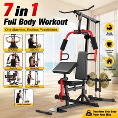 Multifunctional Home Gym Equipment 400LB Body Workout Station with Pulley System