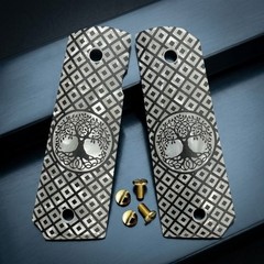 2026 Custom 1911 Grips Tree of Life White Pearl Full Size Colt Kimber Springfiel
