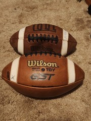 2 Wilson GST TDY Youth Leather Footballs / **Both Do Not Hold Air, Parts Only **