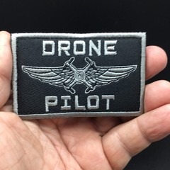 Silver Version DRONE PILOT Embroidered Tactical Hook and Loop Morale Patch Borde