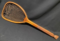 Antique 1890 Slazenger THE DEMON Flat Top Fish Tail Grip Tennis Racket