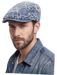 Flat Cap for Men Cotton Plaid Ivy Newsboy Hat Classic Flowers – Medium Blue