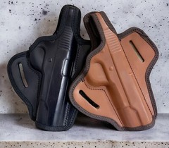 For ANY 5″ 1911, Right Hand Black Brown OWB Thumb Break Belt Holster – CHOOSE