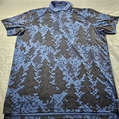 Greyson Golf Polo Shirt Blue Geometric Print Short Sleeve Wolf Mens Extra Large!