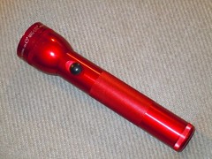 Original Mag-Lite Red Aluminum 2 D Cell Flashlight 10″ Inches (Tested Works!!!)