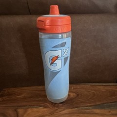 Gatorade GX 30 fl oz Blue Squeeze Bottle Plastic Push Cap, Orange/Gray