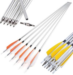 30″ Archery Aluminum Arrows SP500 Feathers Recurve Compound Bow Target Hunting