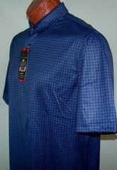 GREG NORMAN Golf S/S UPF 30+ Protection Moisture WICKING POLO sz L (BLUE PRINT)
