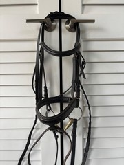VSDF Courbette Padded & Raised Black Flash English OS Bridle W/Snaffle Mouth Bit