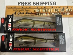 LOT OF 2 DISCONTINUED SEBILE MAGIC SWIMMER 145 FAST SINKING GOLDEN GOOGLE EYE