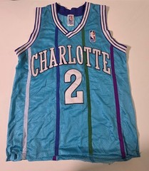 Vintage Spalding NBA Charlotte Hornets Jersey #2 Teal Blue Mens Basketball