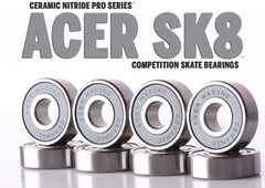 608 Ceramic Skate Bearings 8 piece 8x22x7mm Si3N4 by ACER Racing