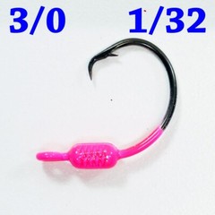 3/0 – 1/32 oz WEIGHTED CIRCLE HOOK JIGS 3/0 Mustad Hook (25 Pack) 6 Colors