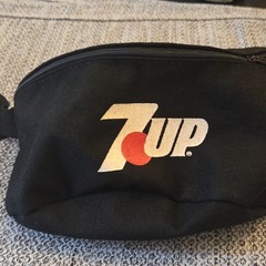 7UP Black Fabric Waist Pack with Logo, Zipper Closure, 10″ Length
