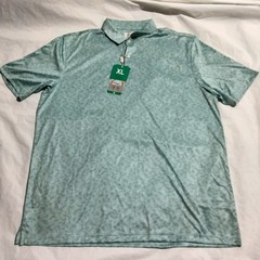 Greg Norman Men’s XL Performance Golf Polo Shirt Dry Green Geometric Pattern