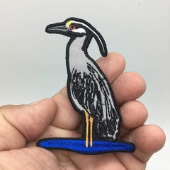 Wading Bird Series Yellow Crowned Night Heron Embroidered Patch Hook and Loop Ba