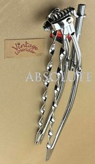 VINTAGE LOWRIDER CHROME BICYCLE SPRINGER FORK W/FLAT TWISTED BARS 29″ CRUISERS.