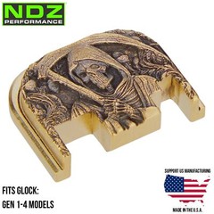 NDZ Brass 3D Engraved Grim Reaper Back Plate for Glock Gen 1-4 17 19 22 23 26