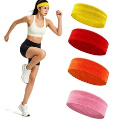 4pack Sports Headband Yoga Gym Sweatband Women Men Hair Bands Head Sweat Band